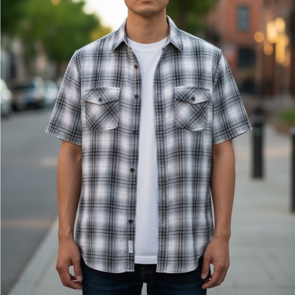 Mossimo Athletic Fit Plaid Button-Down Top